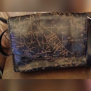 Patricia Nash Black and Brown Map Design Bag